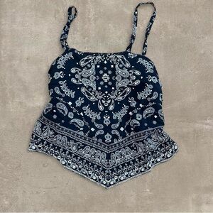 Paisley Print Women's Top - Navy